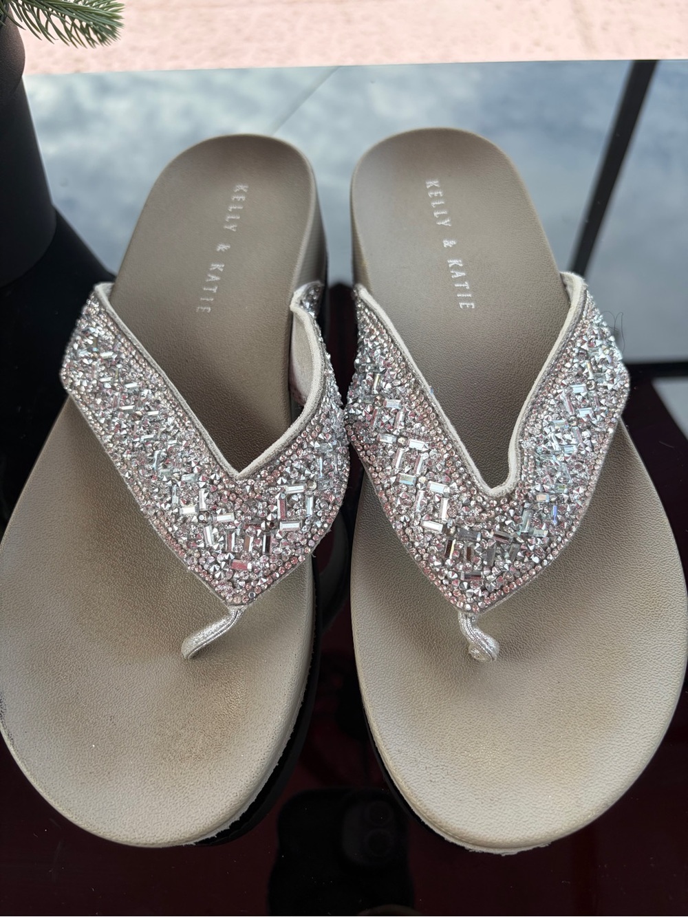 Kelly & Katie Rose Crystal Embellished Thong Sandals